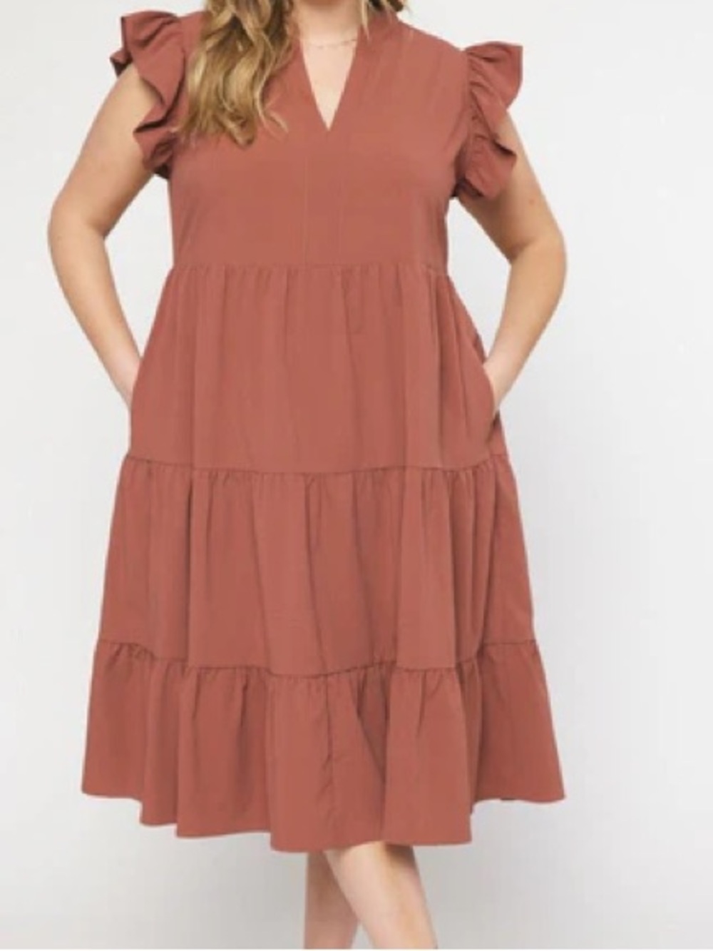 Med ENTRO Tiered Midi Dress NWOT